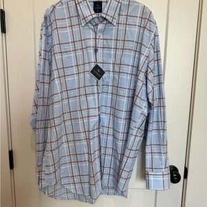 Nordstrom Blue and Brown Casual Button Down Shirt